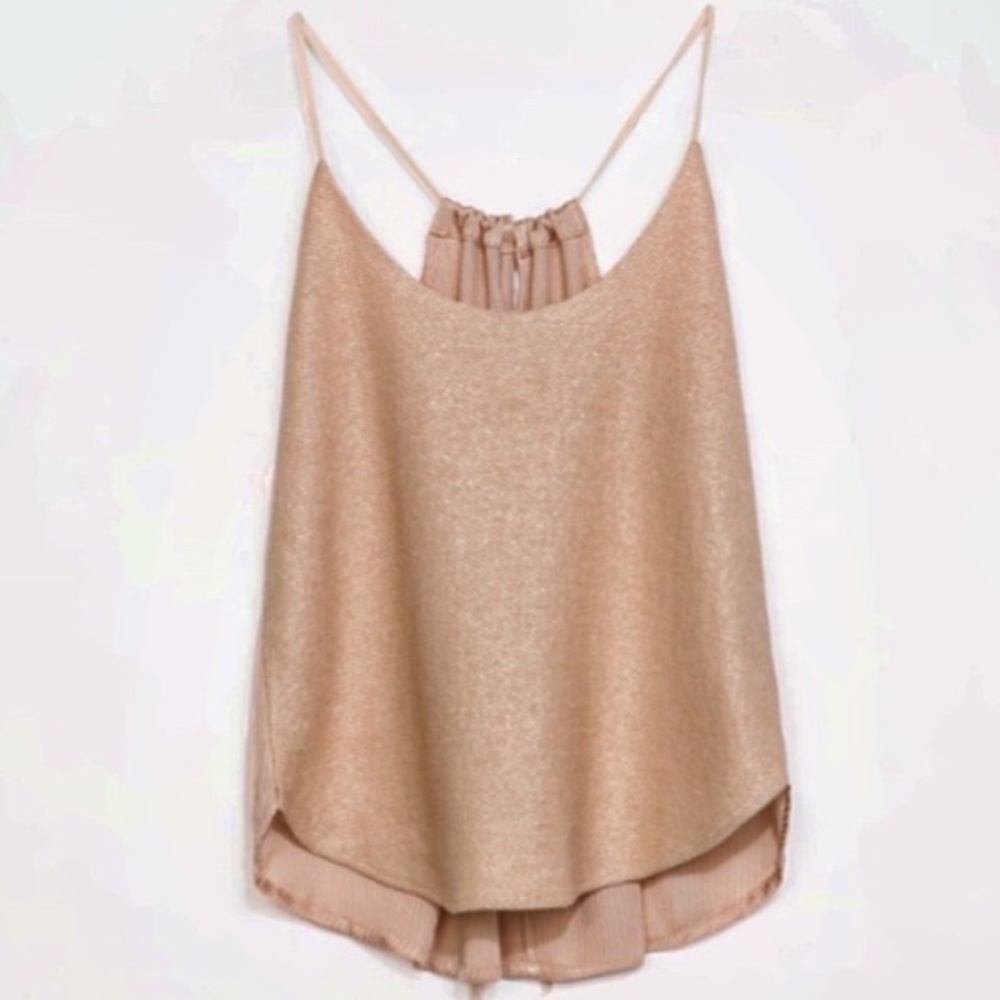 Zara Shimmery Blush Spaghetti Strap Tank Top